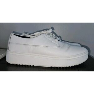 Eileen Fisher White Leather Lace Up Platform Sneakers Cushioned Womens Size 8.5M